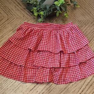 Cynthia Rowley Red Checkered Skirt Skort Size 6 NWOT